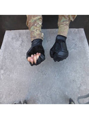 Leather Half-Finger Polyurethane Gloves