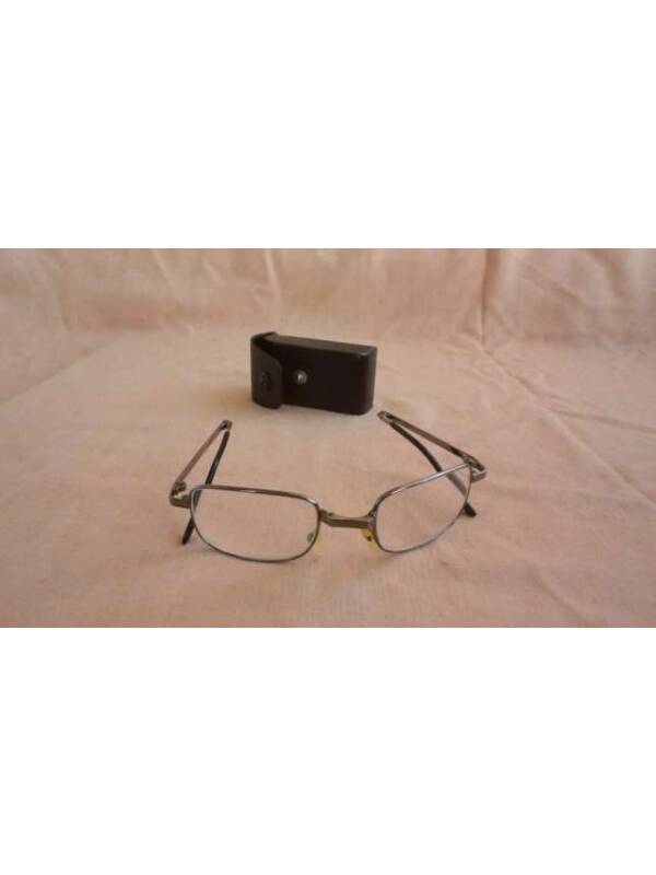 Folding Vision Glasses with Diopters and Belt Clip Case