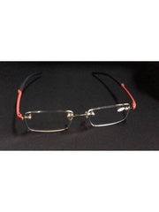 Rectangular Frameless Eyewear with Red-Black Arms