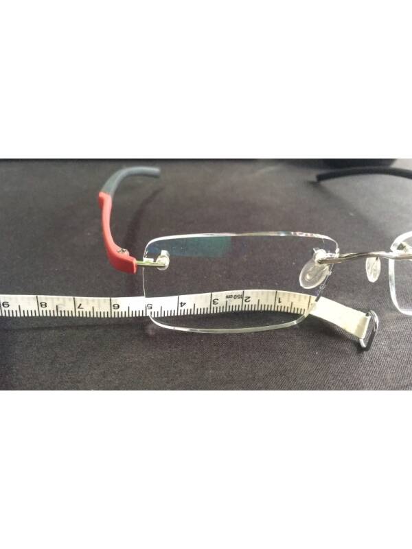 Rectangular Frameless Eyewear with Red-Black Arms