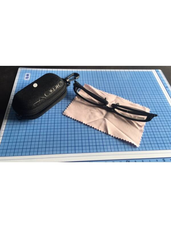 Folding Vision Glasses with Zipper Case and Belt Attachment