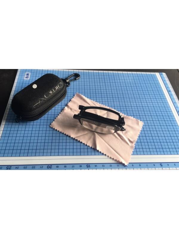 Folding Vision Glasses with Zipper Case and Belt Attachment
