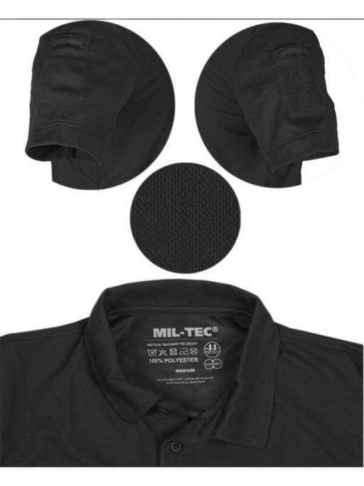 Quick-Dry Tactical Polo Shirt Black Short Sleeve