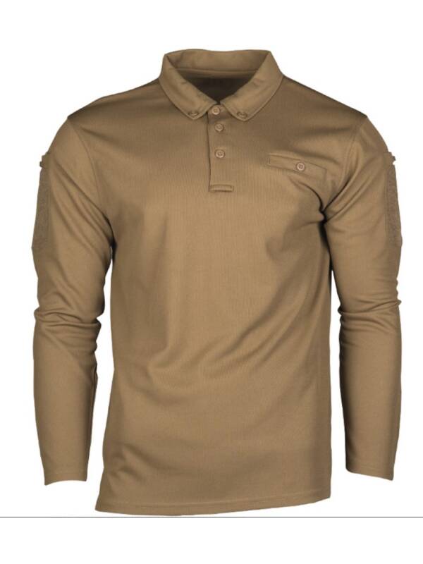 Mil-Tec Tactical Polo Shirt Quick Dry Coyote Long Sleeve
