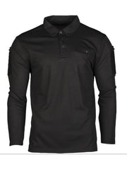 Mil-Tec Tactical Quick-Dry Long Sleeve Polo - Black