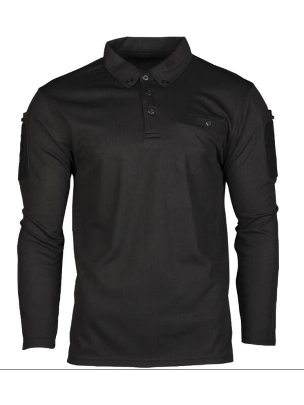 Mil-Tec Tactical Quick-Dry Long Sleeve Polo - Black