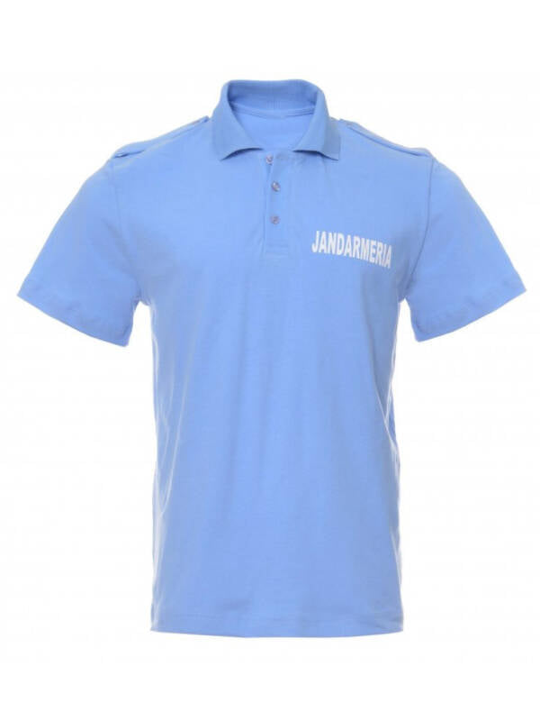 Polo Shirt with Epaulettes - Blue with Jandarmeria Inscription