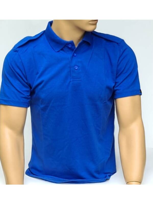 Cobalt Blue Polo Shirt with Epaulettes