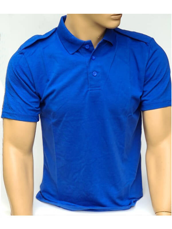 Cobalt Blue Polo Shirt with Epaulettes