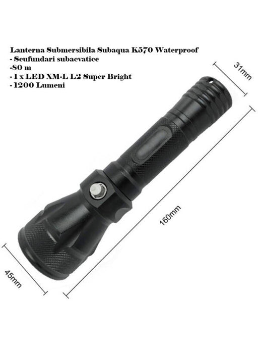 Subaqua K570 Waterproof Submersible Flashlight 1200 Lumens