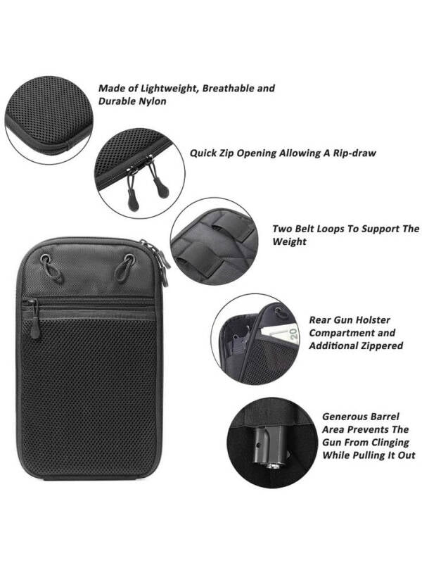 Utility Belt Pouch with Concealed Holster - Black