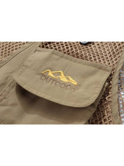 Multifunctional Mesh Vest Beige - Outdoor Fishing