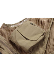 Multifunctional Mesh Vest Beige - Outdoor Fishing