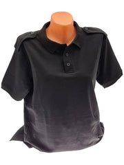 Black Polo Shirt with Epaulettes - Custom Institution Inscription