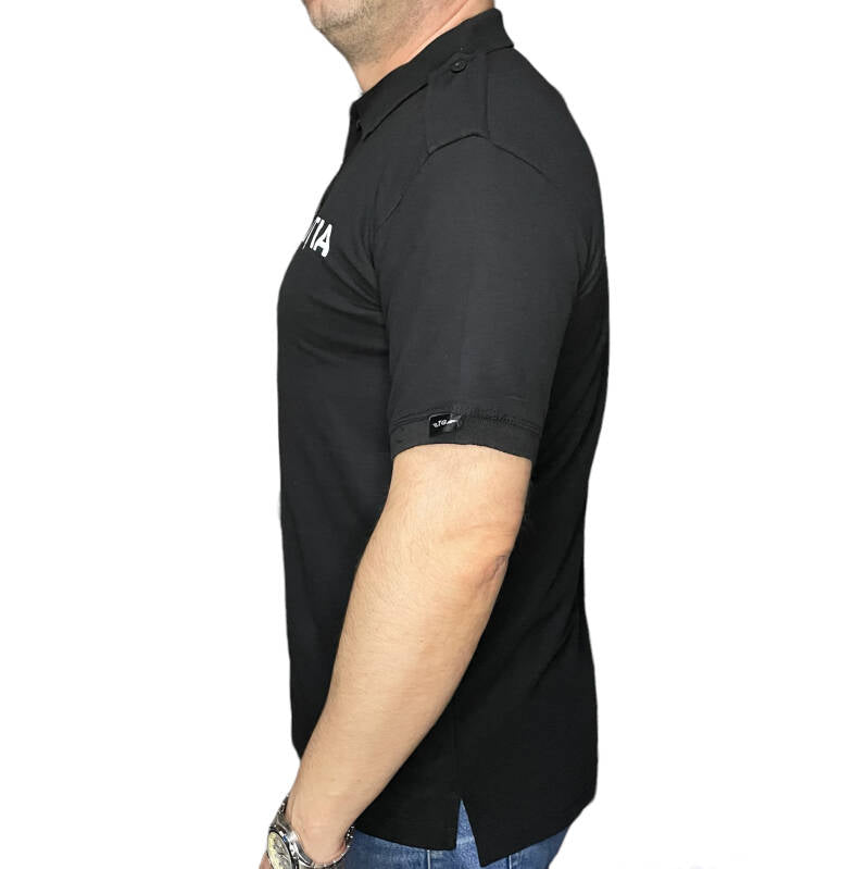 Black Police Polo Shirt with Epaulettes