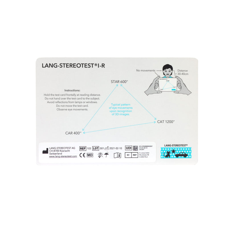 Lang-Stereotest AG Stereotest I-R Binocular Vision Test Card