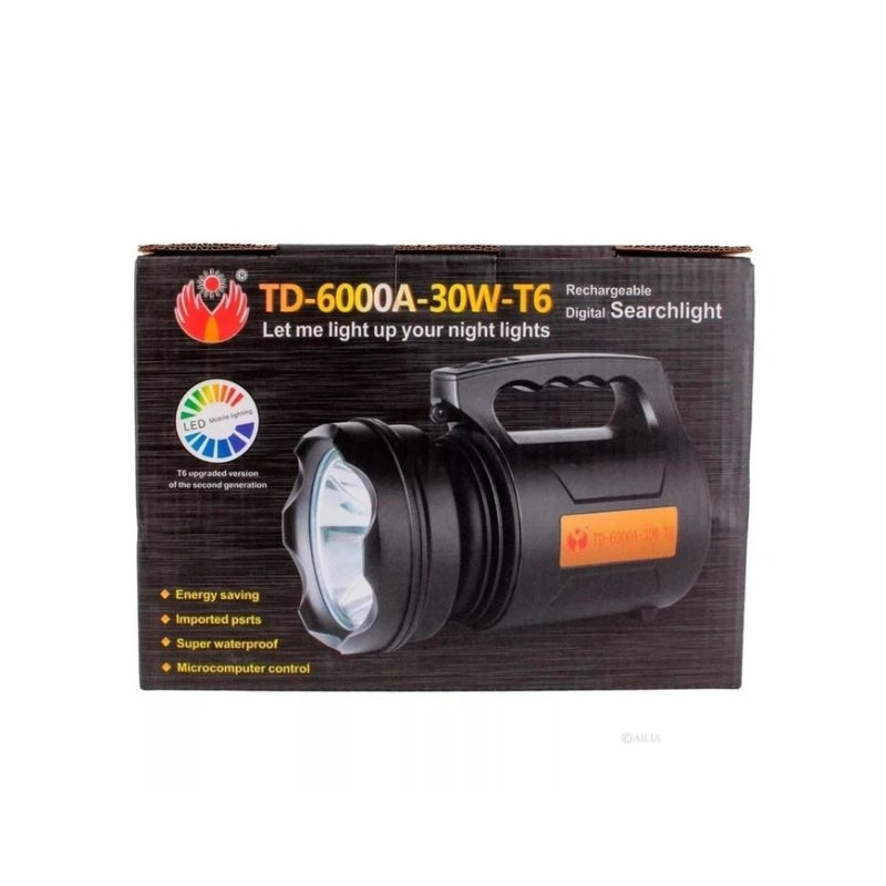 TD-6000A LED Flashlight with Rechargeable Battery 30W