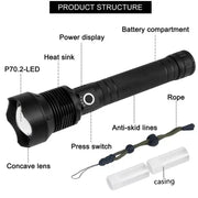 T9 X92-P70 LED Flashlight with P50 Powerful Beam