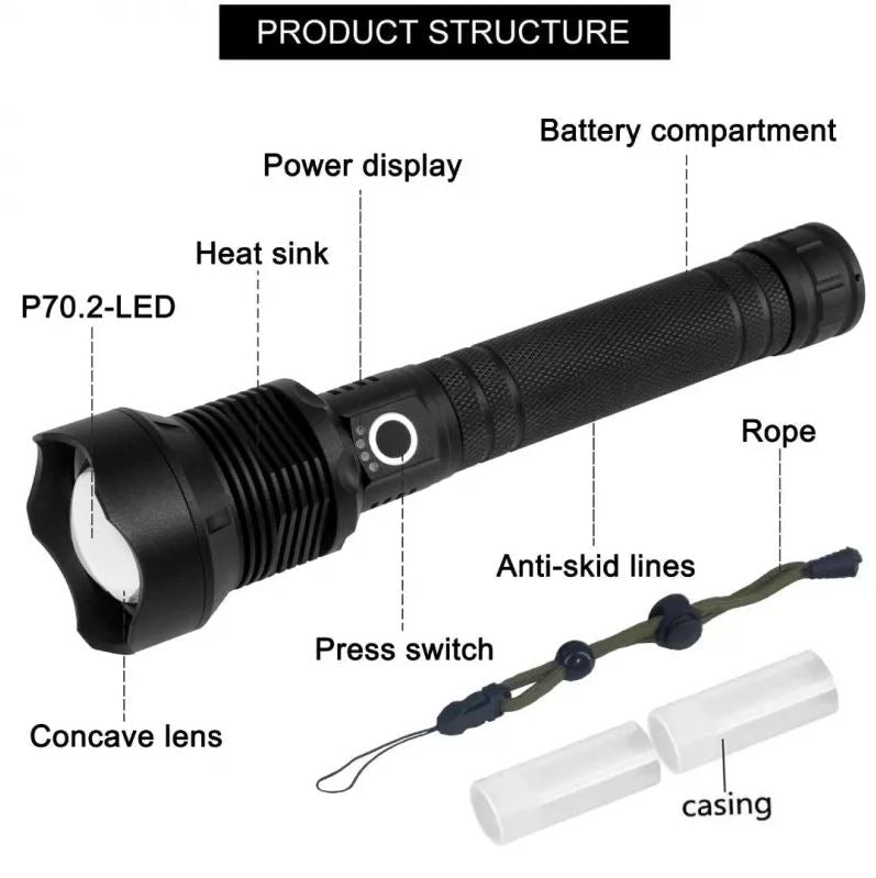 T9 X92-P70 LED Flashlight with P50 Powerful Beam