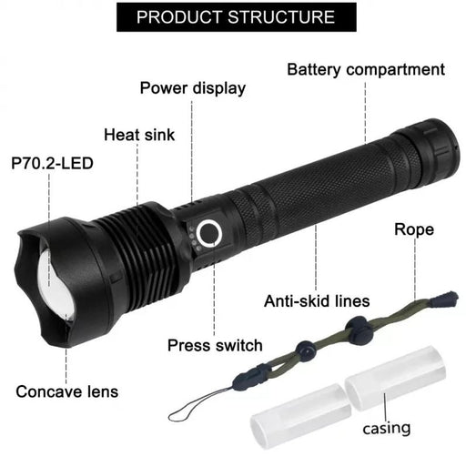 T9 X92-P70 LED Flashlight with P50 Powerful Beam