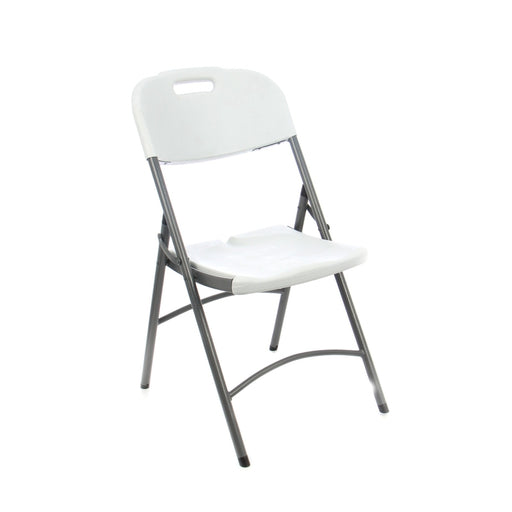 White Folding Chair with Metal Frame and Polyethylene