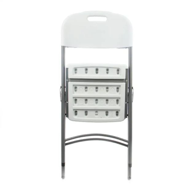 White Folding Chair with Metal Frame and Polyethylene