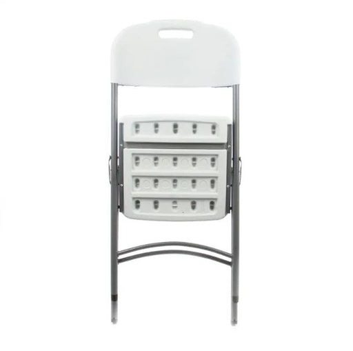 White Folding Chair with Metal Frame and Polyethylene