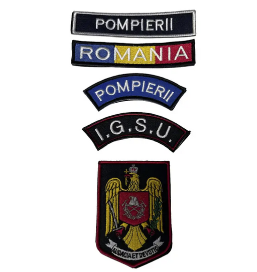 Set of Pompierii Embroidered Patches with Velcro