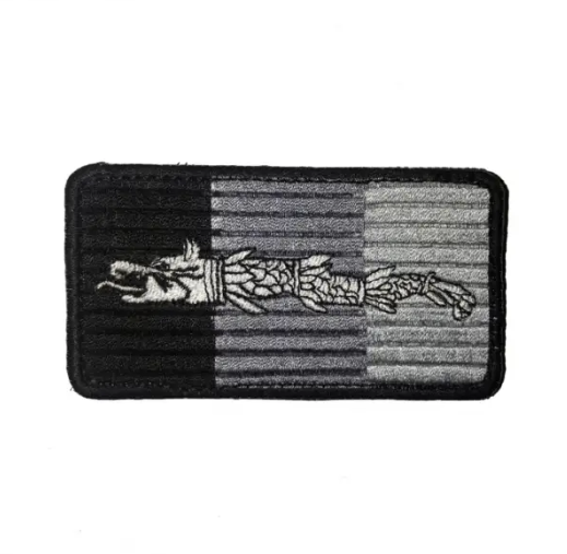 Black Embroidered Patch with Dacian Wolf Design and Velcro