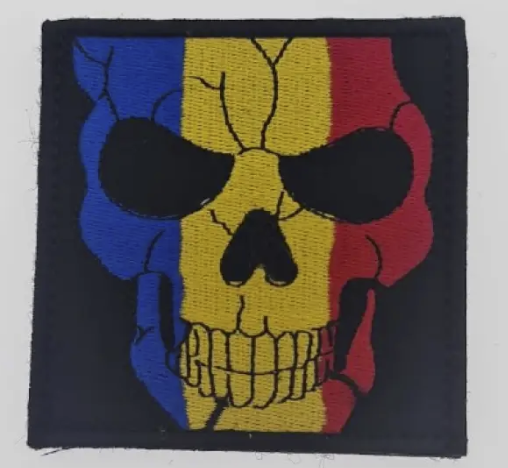 Square Embroidered Skull Patch with Tricolor Design
