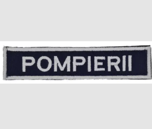 Rectangular Embroidered Patch POMPIERII Navy and White