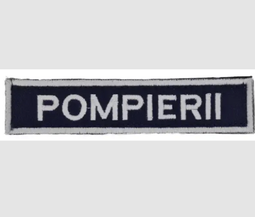 Rectangular Embroidered Patch POMPIERII Navy and White