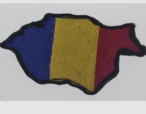 Romania Map Tricolor Patch with Black Border