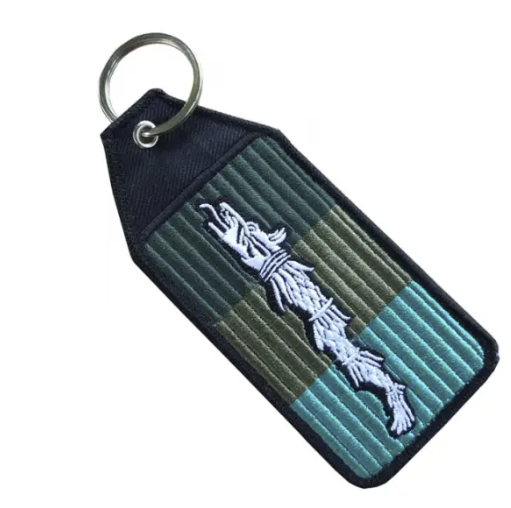 Dacian Wolf Embroidered Keychain Green with Black Outline