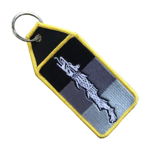 Lupul Dacic Embroidered Keychain Grey with Yellow Outline