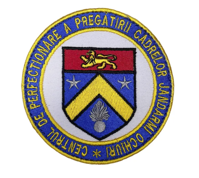Round Embroidered Patch Centrul de Perfectionare A Pregatirii Cadrelor Jandarmi Ochiuri