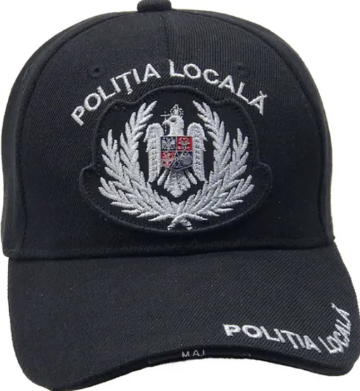 Black Police Officer Cap with Adjustable Fit