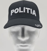 Black Adjustable Cap with POLITIA SAS White Inscription