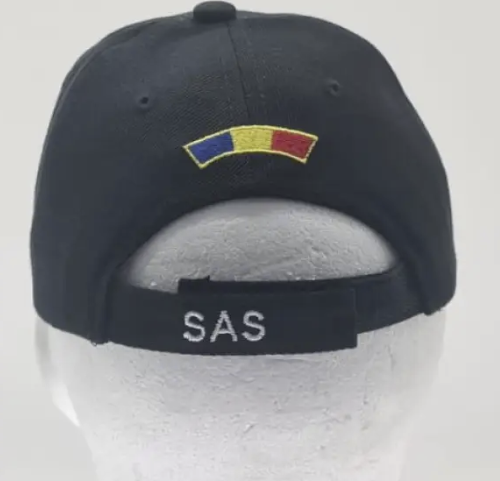 Black Adjustable Cap with POLITIA SAS White Inscription