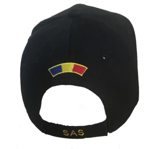 Black SAS Hat with Yellow Inscription
