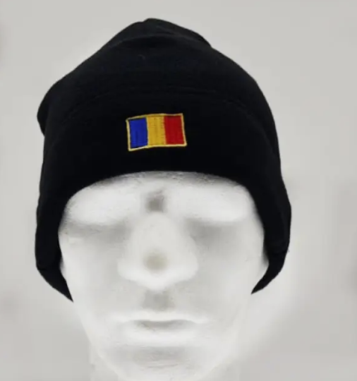 Black Fleece Beanie with Tricolor M