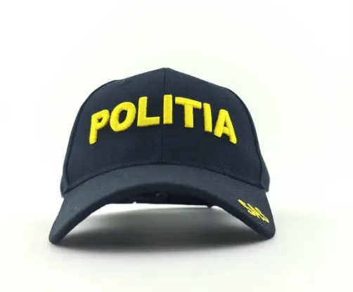 Black Adjustable Cap with Yellow POLITIA Text