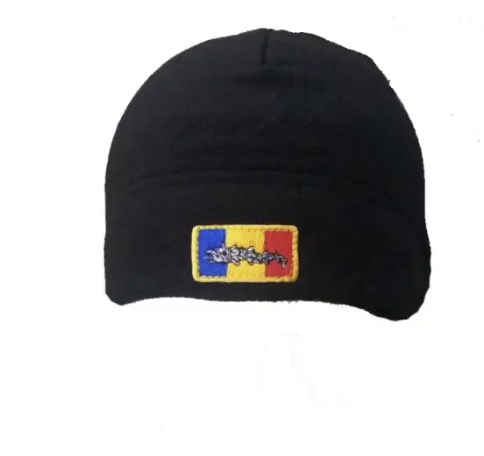 Black Fleece Beanie with Dacian Wolf and Tricolor S