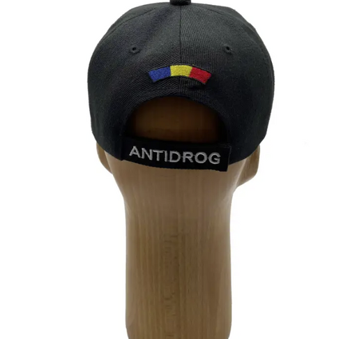 Black Adjustable Police Cap with Antidrug Inscription