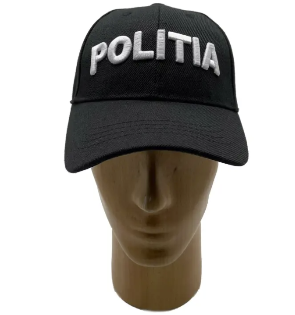Black Adjustable Police Cap with Antidrug Inscription