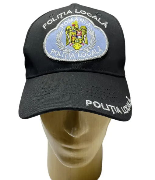 Black Adjustable Police Cap with Emblem
