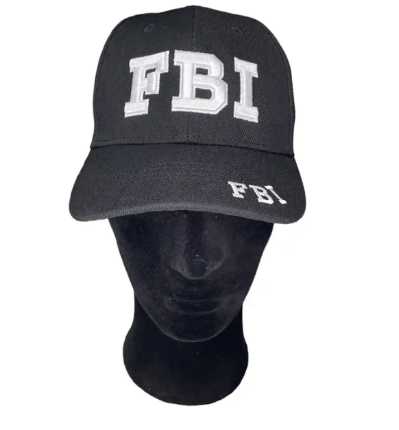 Black Full Cap with FBI Embroidery