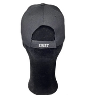 Black Adjustable SWAT Cap with White Embroidery
