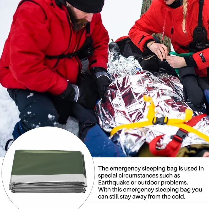 Emergency Thermal Blanket Green-Silver 150x200 cm