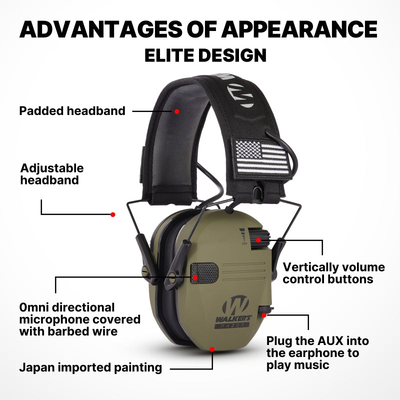 Walker's W1 Active Hearing Protection Headset Kaki